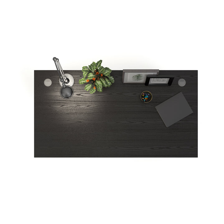 Prima Desk 150 cm in Black woodgrain with White legs