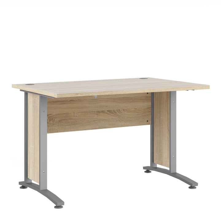 Prima Desk 120 cm in Oak with Silver grey steel legs