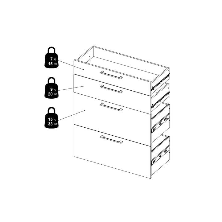 Prima Bookcase 1 Shelf With 2 Drawers + 2 File Drawers In Black Woodgrain