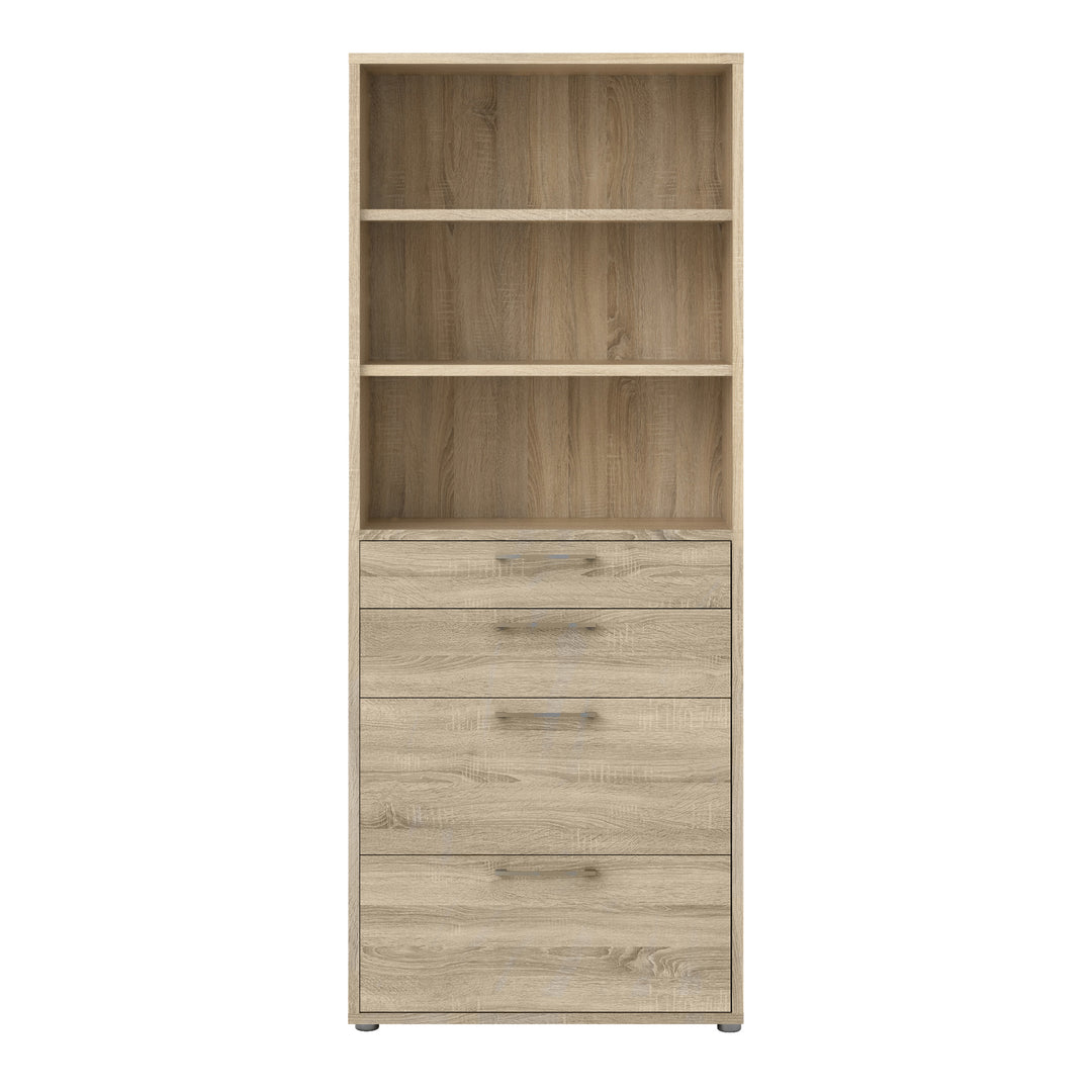 Prima Bookcase 2 Shelves With 2 Drawers + 2 File Drawers In Oak