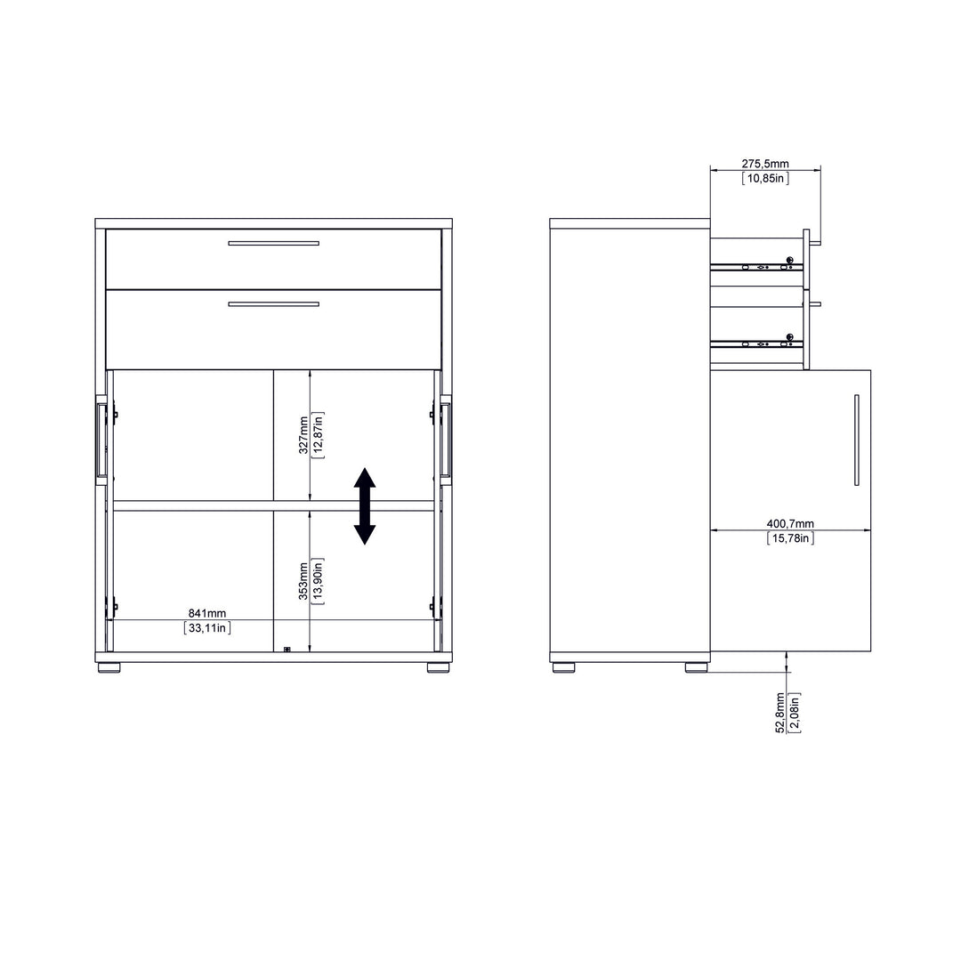 Prima Bookcase 4 Shelves with 2 Doors in Black woodgrain