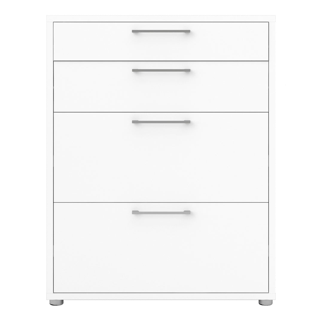 Prima Office Storage With 2 Drawers + 2 File Drawers In White