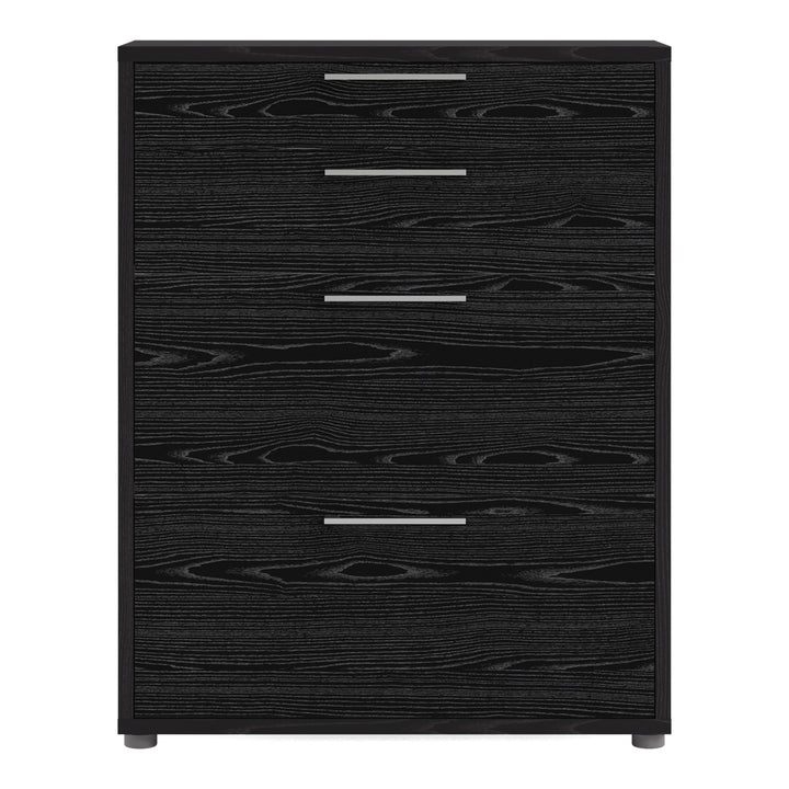 Prima Office Storage With 2 Drawers + 2 File Drawers In Black Woodgrain