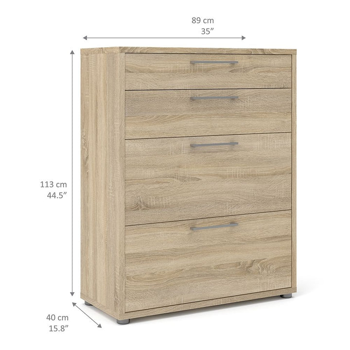 Prima Office Storage With 2 Drawers + 2 File Drawers In Oak