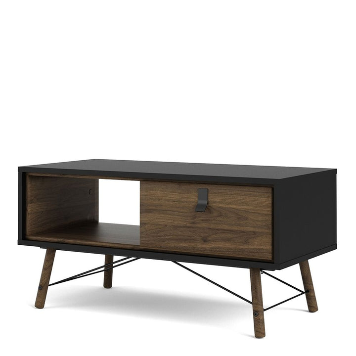 Ry Coffee table with 1 drawer Matt Black Walnut