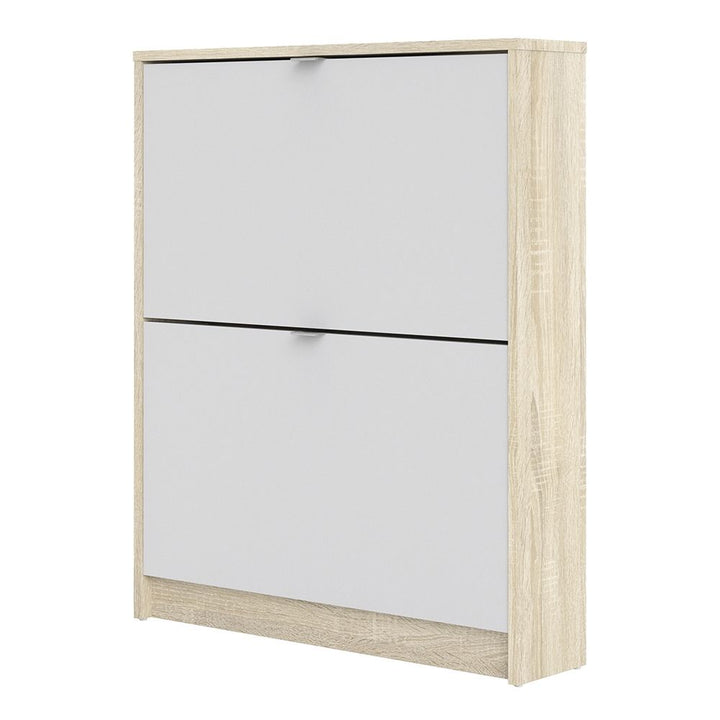Shoes Shoe cabinet w. 2 tilting doors and 1 layer Oak structure White