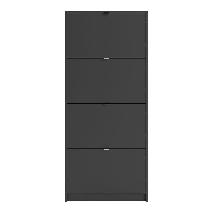 Shoes Shoe cabinet w. 4 tilting doors and 2 layers in Matt Black