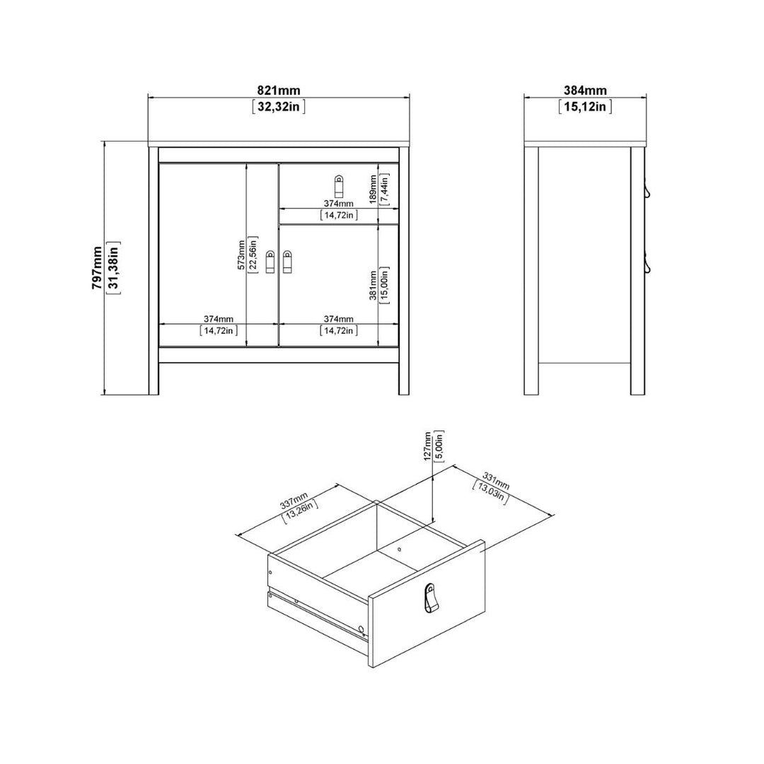Barcelona Sideboard 2 doors + 1 drawer in White