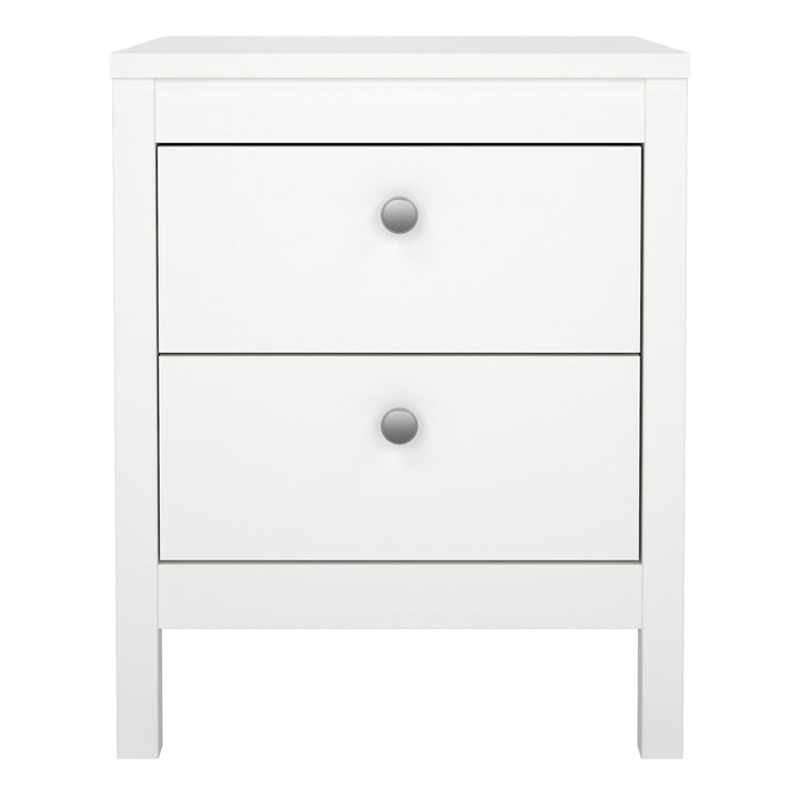 Madrid Bedside Table 2 drawers in White