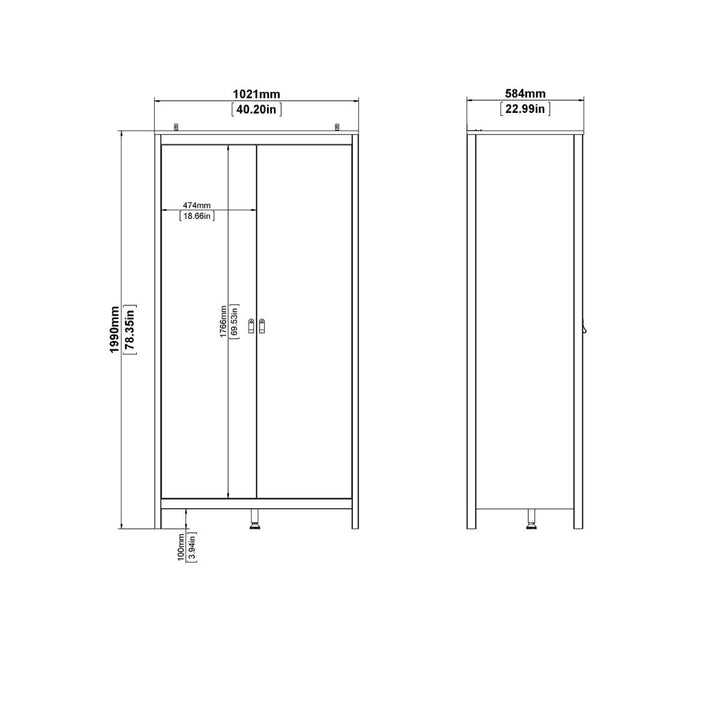 Madrid Wardrobe with 2 doors in Matt Black