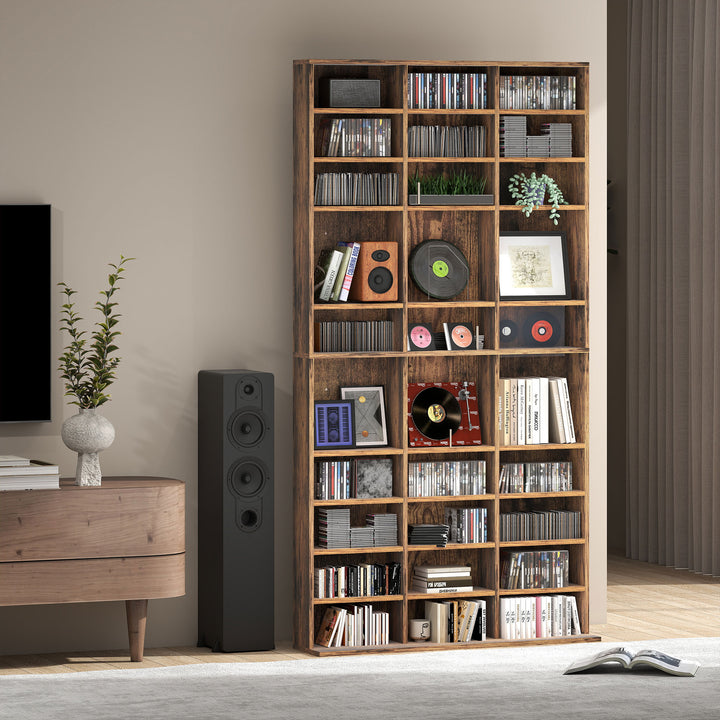 CD Storage Unit with Adjustable Shelves, 102 x 195 cm, Rustic Brown