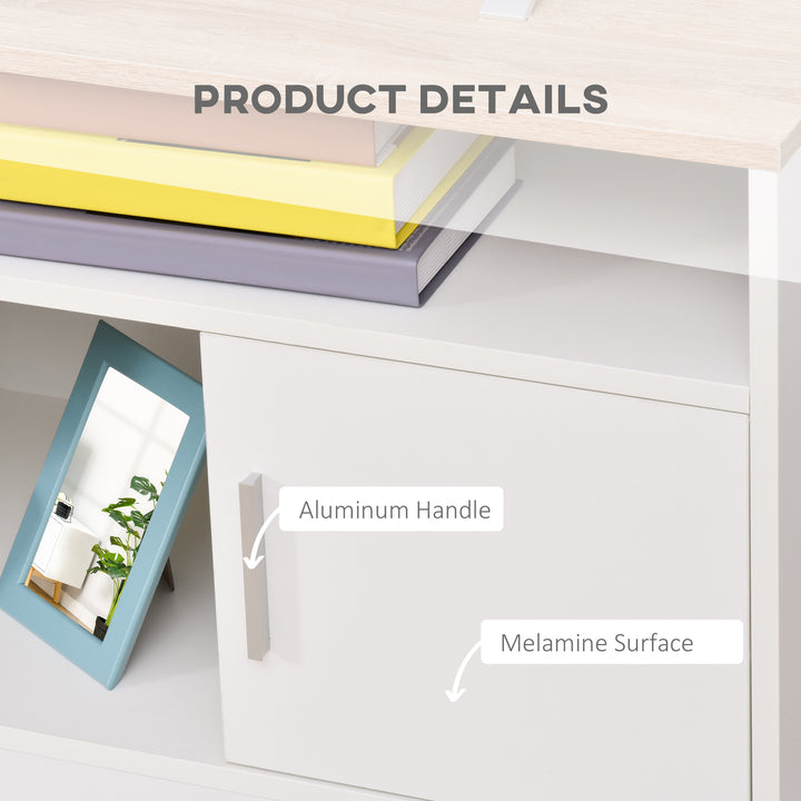 MCL TV Stand Cabinet up to 50", Modern TV Unit with Storage, Open Shelves and Cable Management for Living Room, Bedroom, White