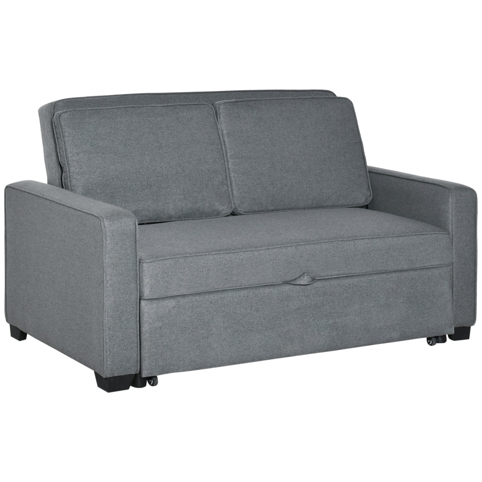 Double Sofa Bed Click Clack Sofa Bed Pull Out Bed with Adjustable Backrest for Living Room and Bedroom Grey
