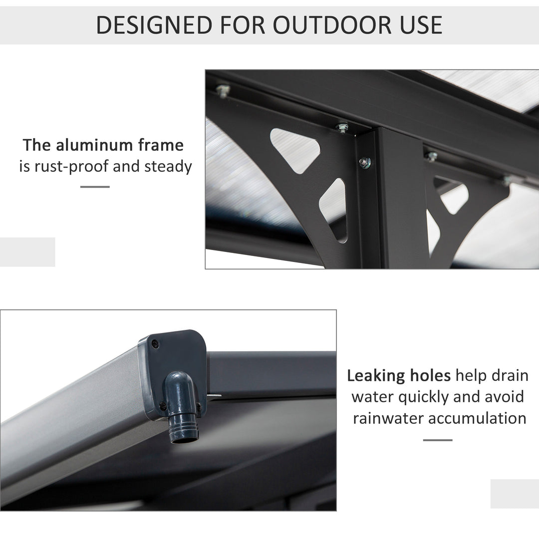 4.35 x 3m Outdoor Patio Gazebo Pergola, Retractable Pergola Canopy Aluminum Post & PC Roof, Grey