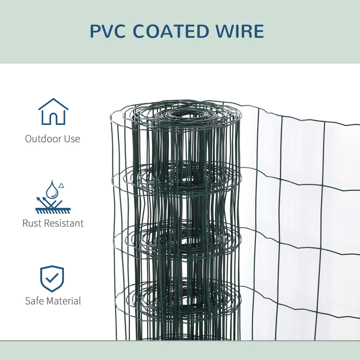 PawHut 1m x 10m Chicken Wire Mesh, Foldable PVC Coated Welded Garden Fence, Roll Poultry Netting, for Rabbit, Green | Aosom UK