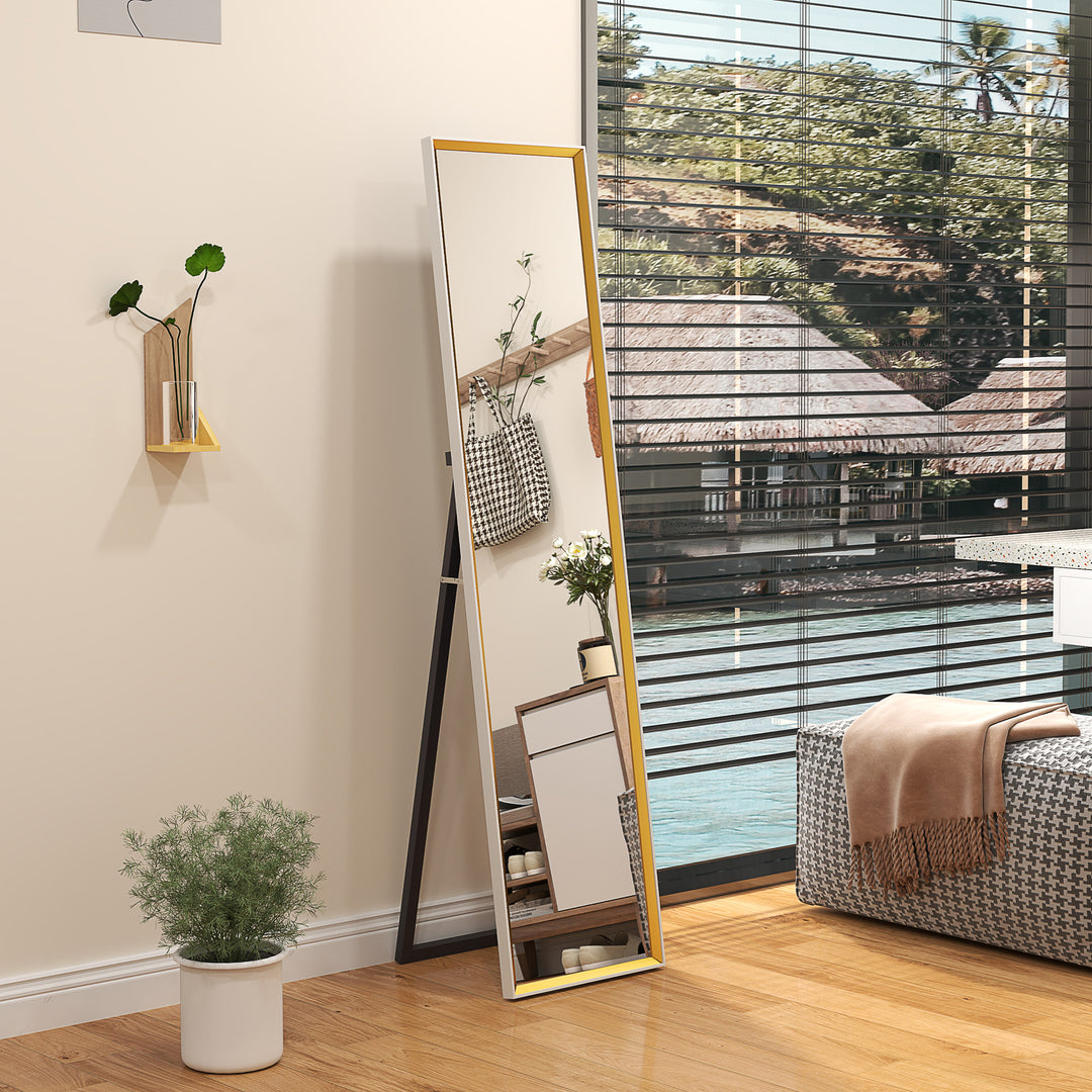 157 x 37cm Elegant Full-Length Mirror - White/Gold-Tone