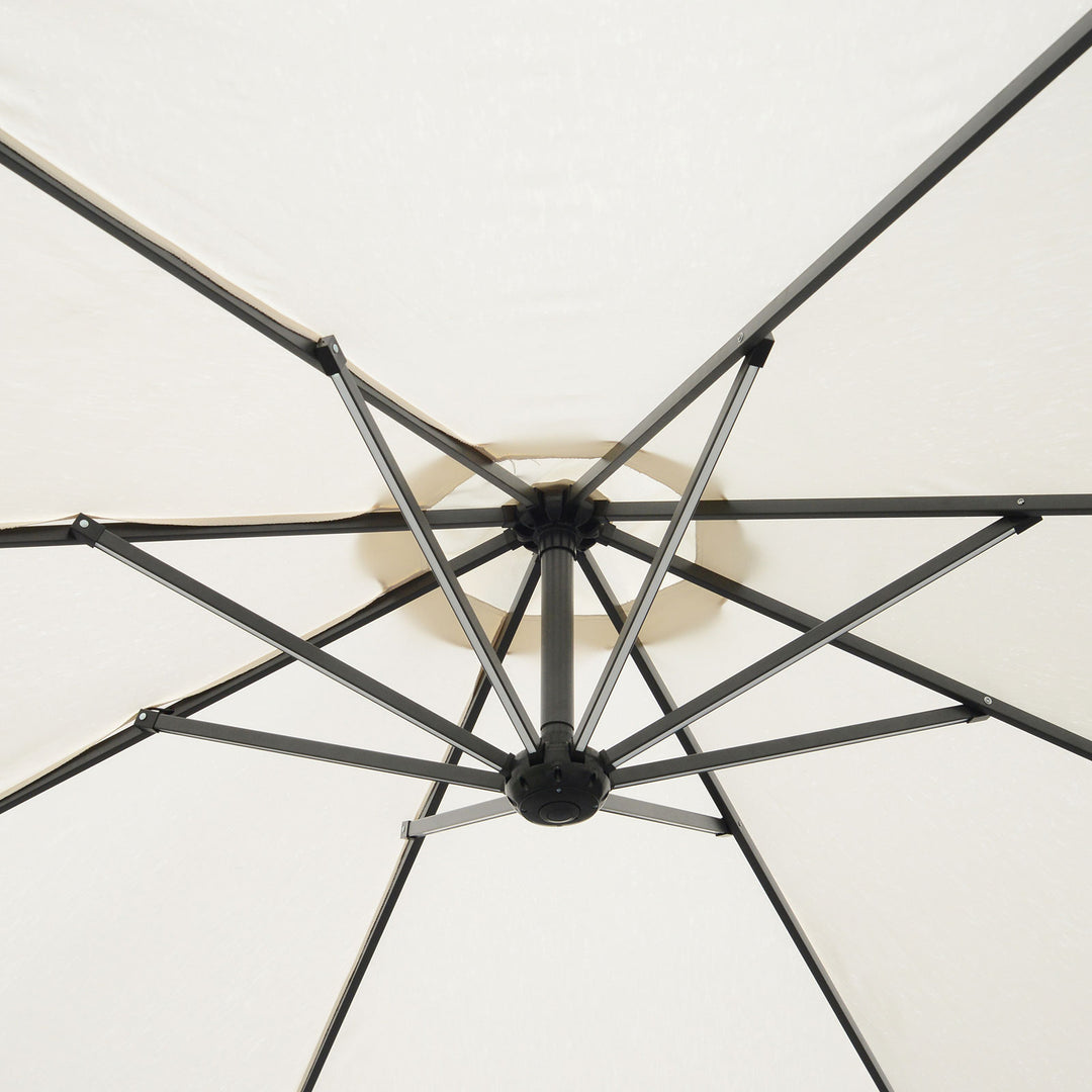 Umbrella Parasol W/Solar Powered LED strips, Φ2.95x2.45H m-Cream