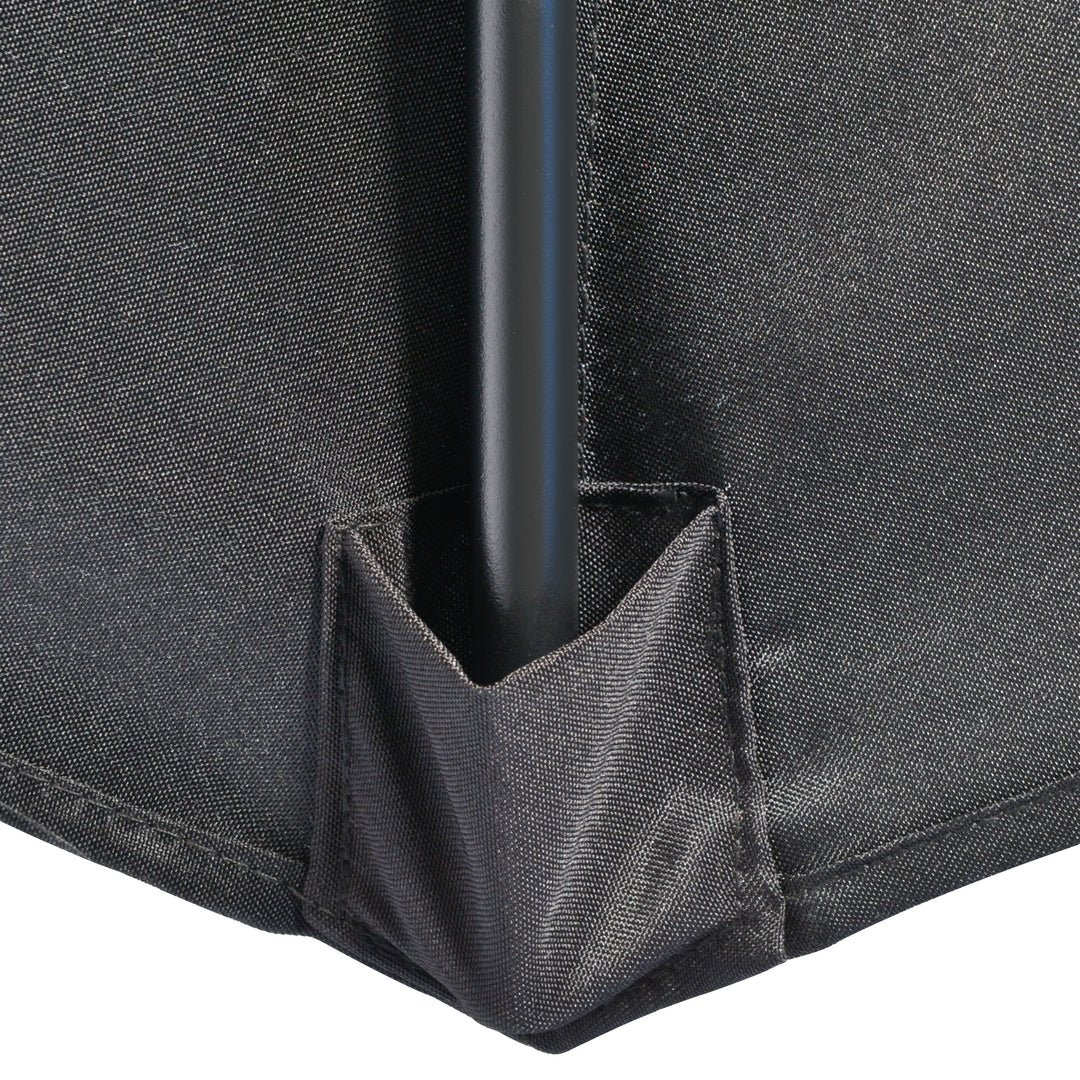 3(m) Half Parasol, Semi Round Umbrella with Metal Frame, Crank Handle for Balcony, Garden, Black
