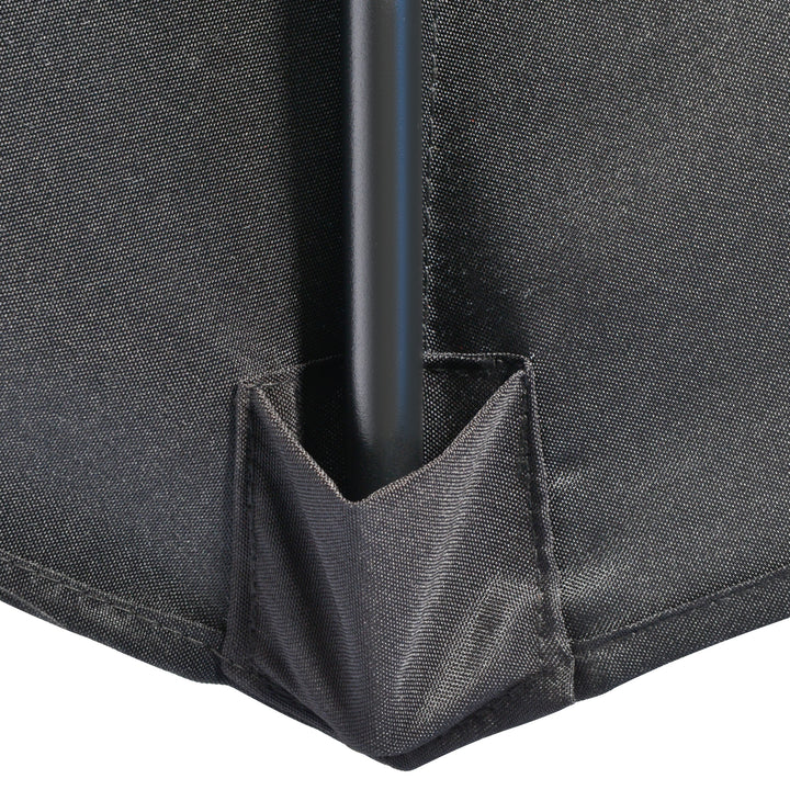 3(m) Half Parasol, Semi Round Umbrella with Metal Frame, Crank Handle for Balcony, Garden, Black