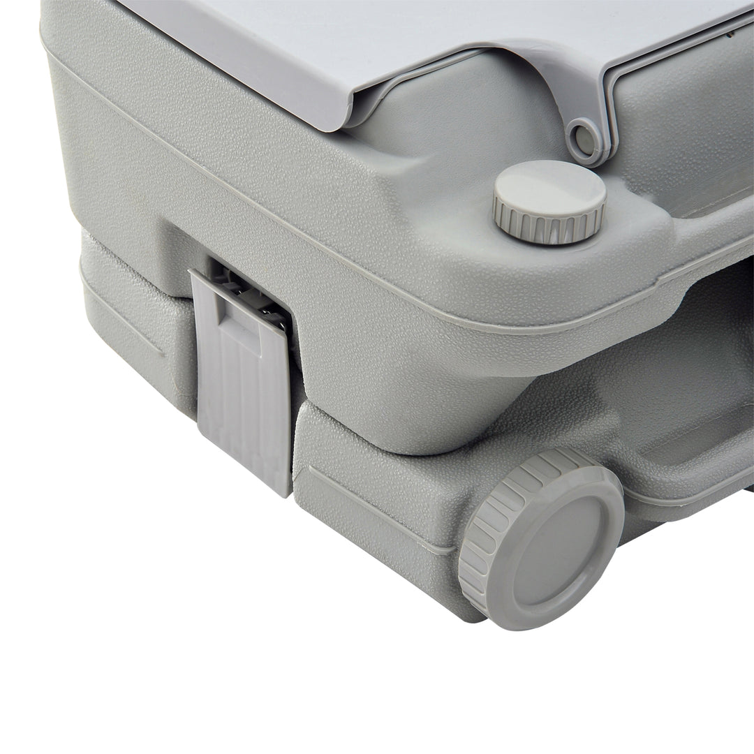 10L Portable Toilet for Adults, Outdoor Camping Toilet with 2 Detachable Tanks & Push-button Operation, Compact Outdoor Travel Potty Loo with Lid, Seat for Fishing, Hiking, Picnic, Grey