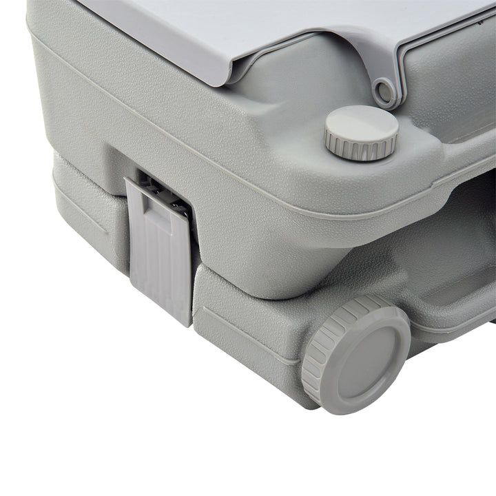 10L Portable Toilet for Adults, Outdoor Camping Toilet with 2 Detachable Tanks & Push-button Operation, Compact Outdoor Travel Potty Loo with Lid, Seat for Fishing, Hiking, Picnic, Grey