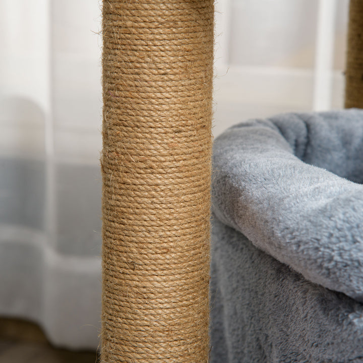 Cat Tree Tower for Indoor Cats, Cat Scratching Post with Bed, Cat House, Scratching Pad, Perch, Interactive Ball Toy 48 x 48 x 84cm, Grey