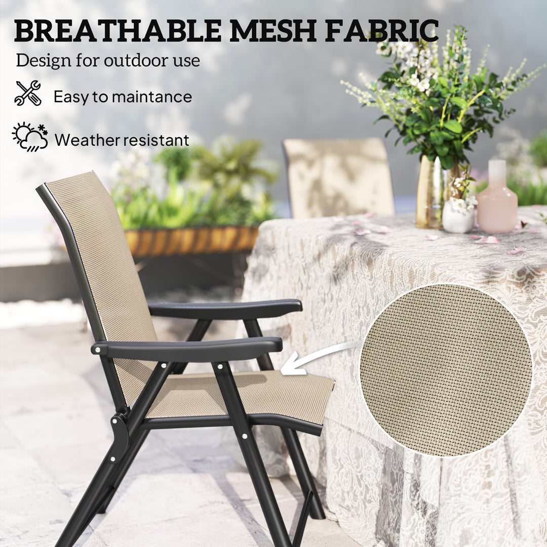 Set of Four Folding Outdoor Chairs - Brown/Black