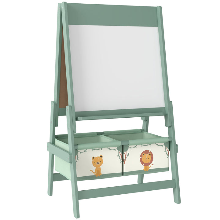 AIYAPLAY Art Easel for Kids, Double-Sided Whiteboard/Blackboard with Paper Roll, Two Storage Boxes, for Ages 3-8 Years