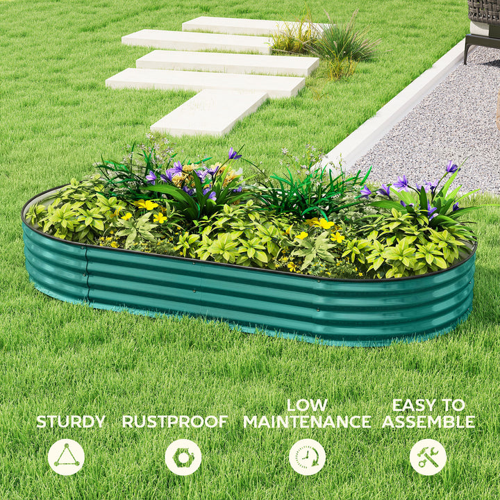 Galvanised Raised Garden Bed, Metal Planter Box with Safety Edging, fo