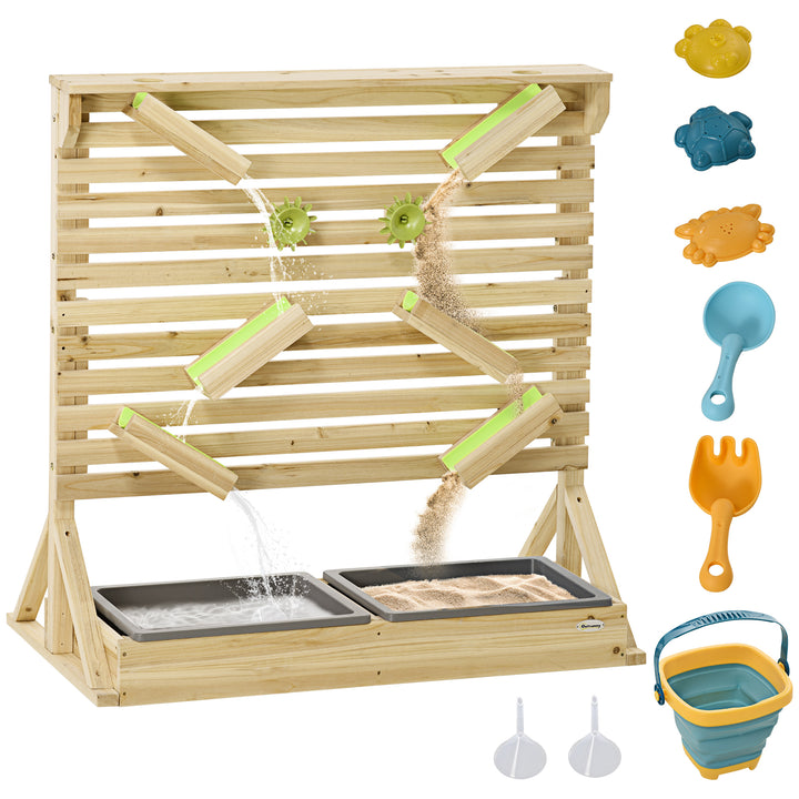 Outsunny Outdoor Kids Running Water and Sand Playset, with 18 Accessories | Aosom UK