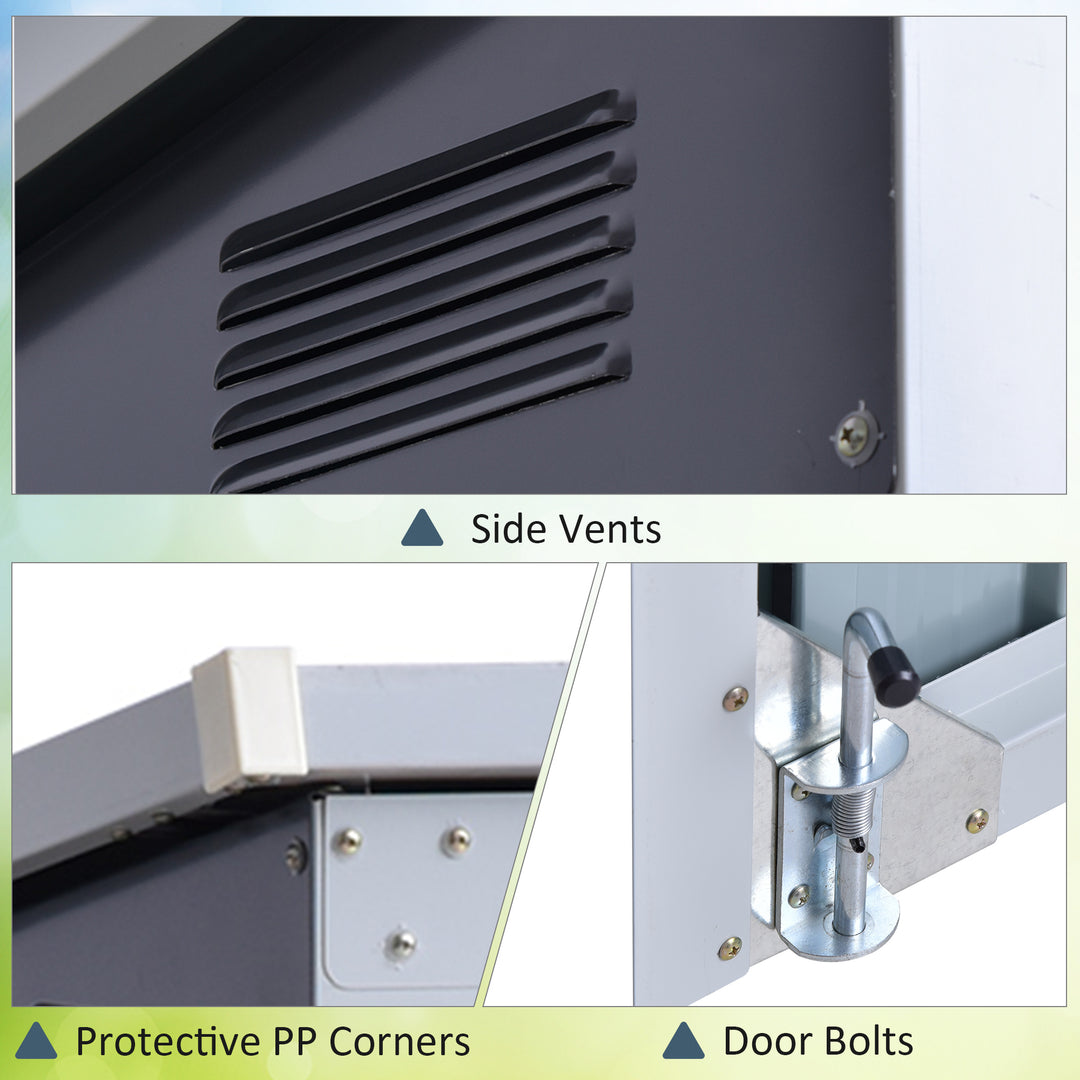 MCL 3.2 x 5.1ft Corrugated Steel Two-Bin Storage Shelter - Black