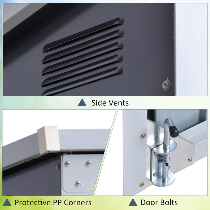 MCL 3.2 x 5.1ft Corrugated Steel Two-Bin Storage Shelter - Black