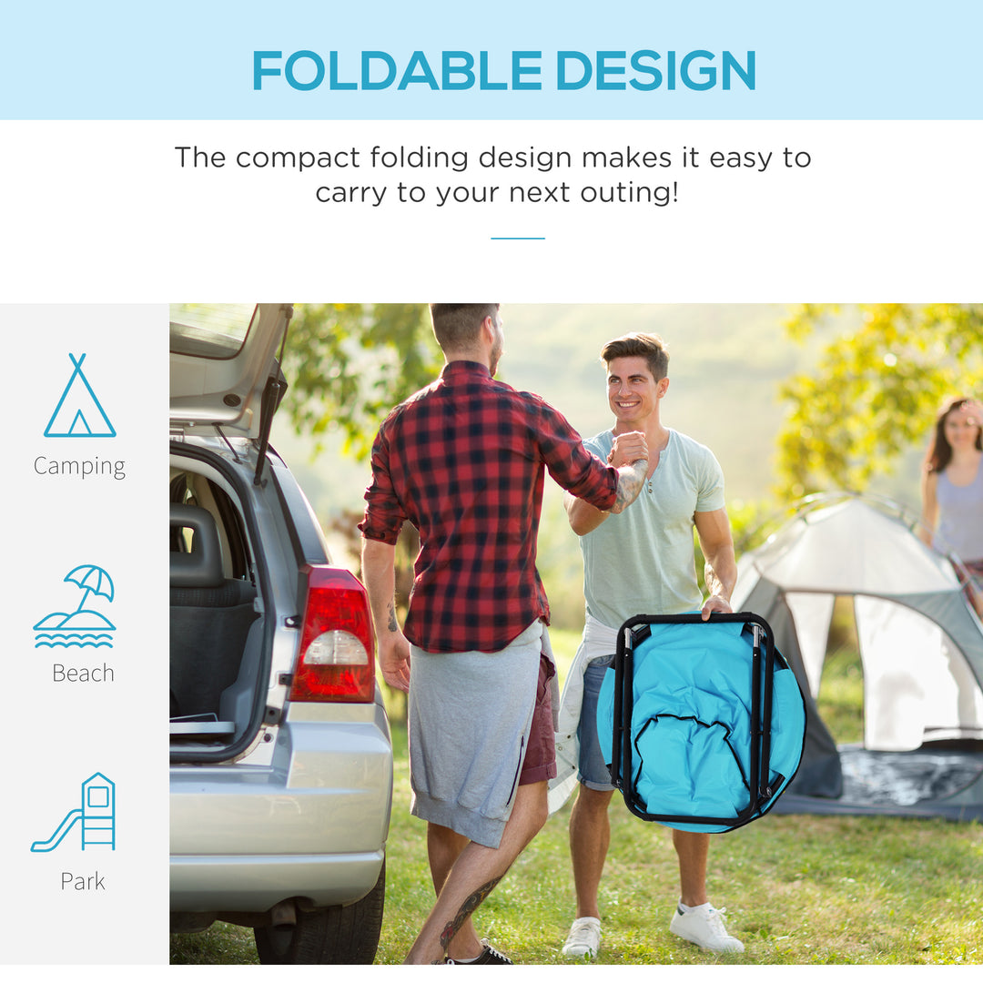 Camping Moon Chair, Portable Folding Camping Chair for Adults with Wide Padded Oxford Seat for Outdoor Camp, Travel, Fishing, Beach, Blue