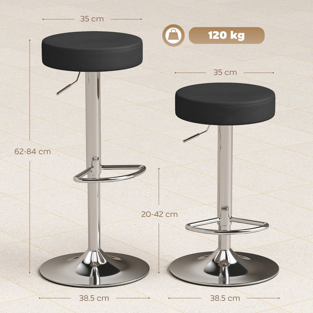 Bar Stools Set of 2, Modern PU Leather Swivel Barstools, Height Adjust