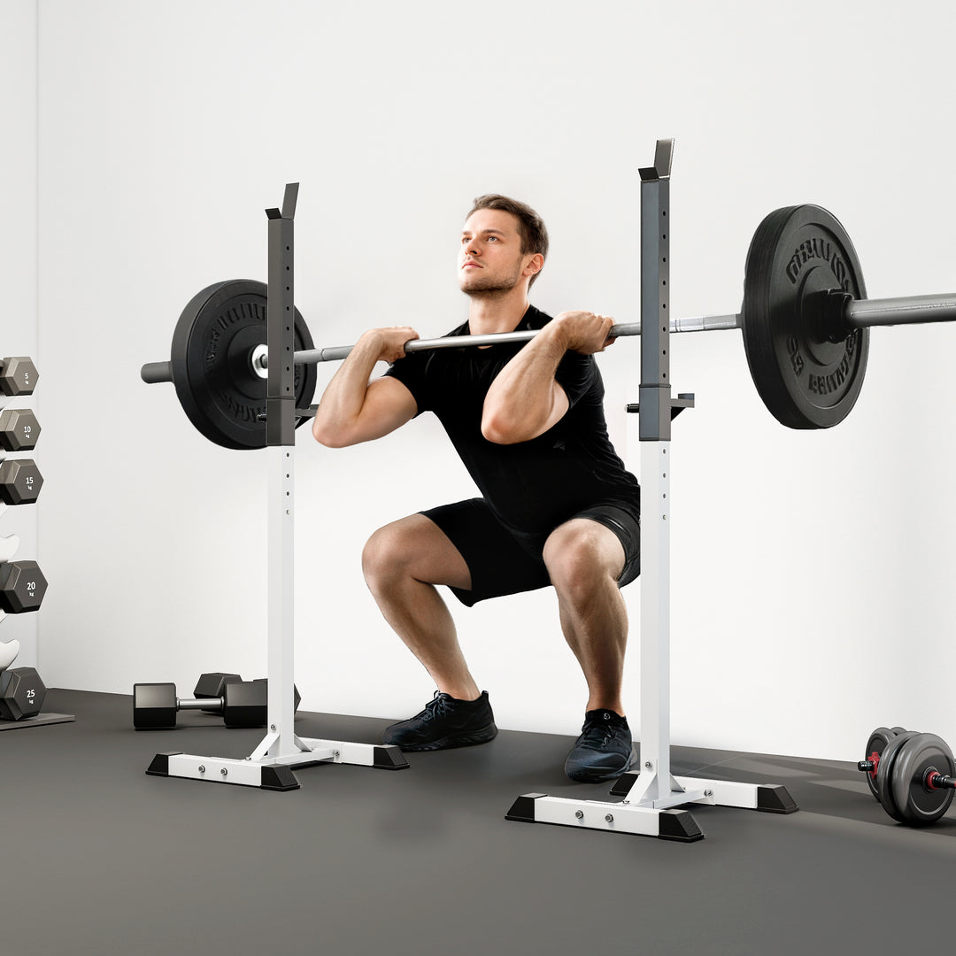 MCL Heavy Duty Weight Bar Barbell Squat Stand Barbell Rack Spotter, for Home, Gym - Black