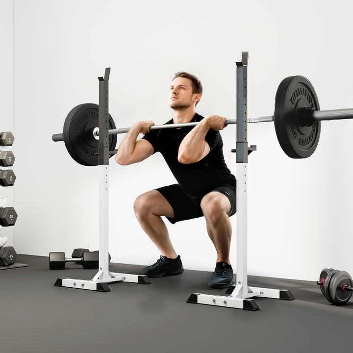 MCL Heavy Duty Weight Bar Barbell Squat Stand Barbell Rack Spotter, for Home, Gym - Black