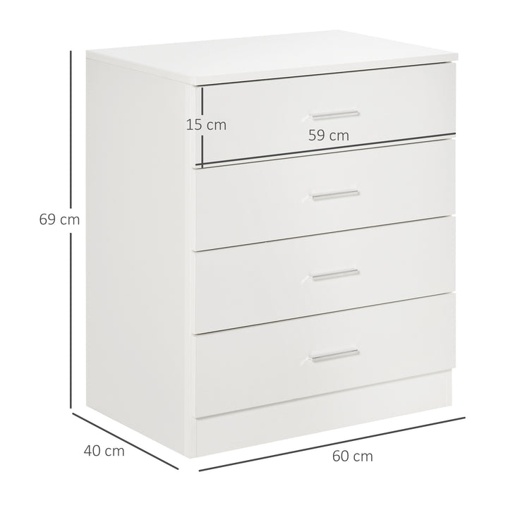 MCL Chest of Drawers, 4 Drawers Storage Cabinet with Metal Rails, Anti-Tip for Playroom, Nursery Room, Hallway, etc