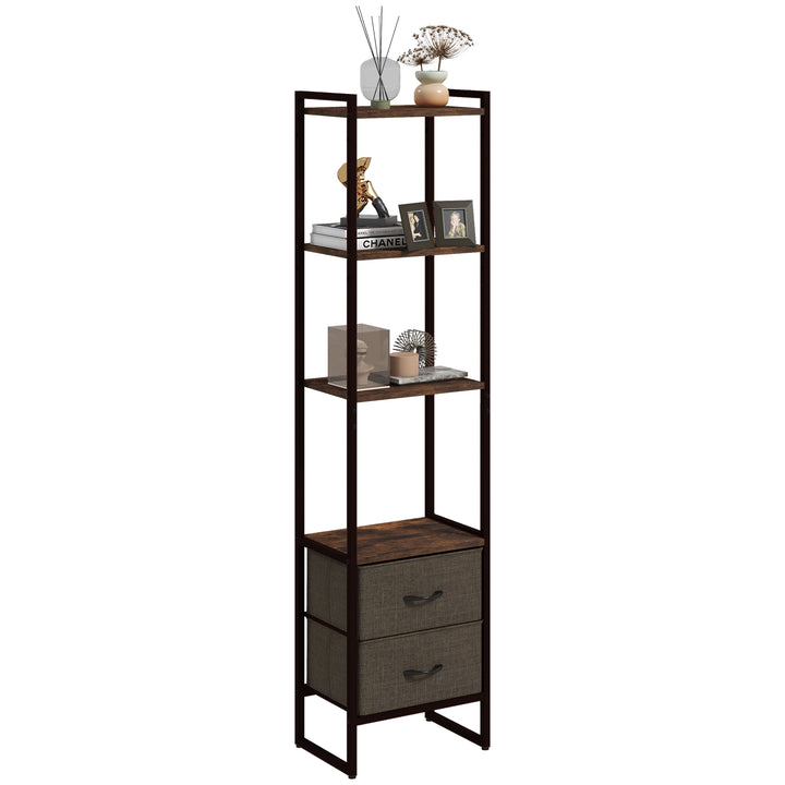 Four-Tier Industrial Display Shelf, with Bottom Drawers