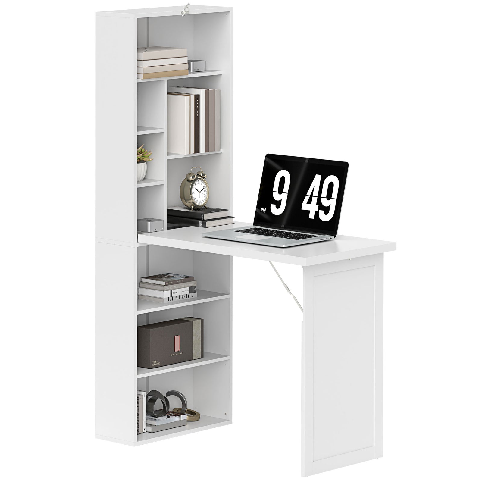 Three-Part Work Desk, with Storage and Writing Board - White