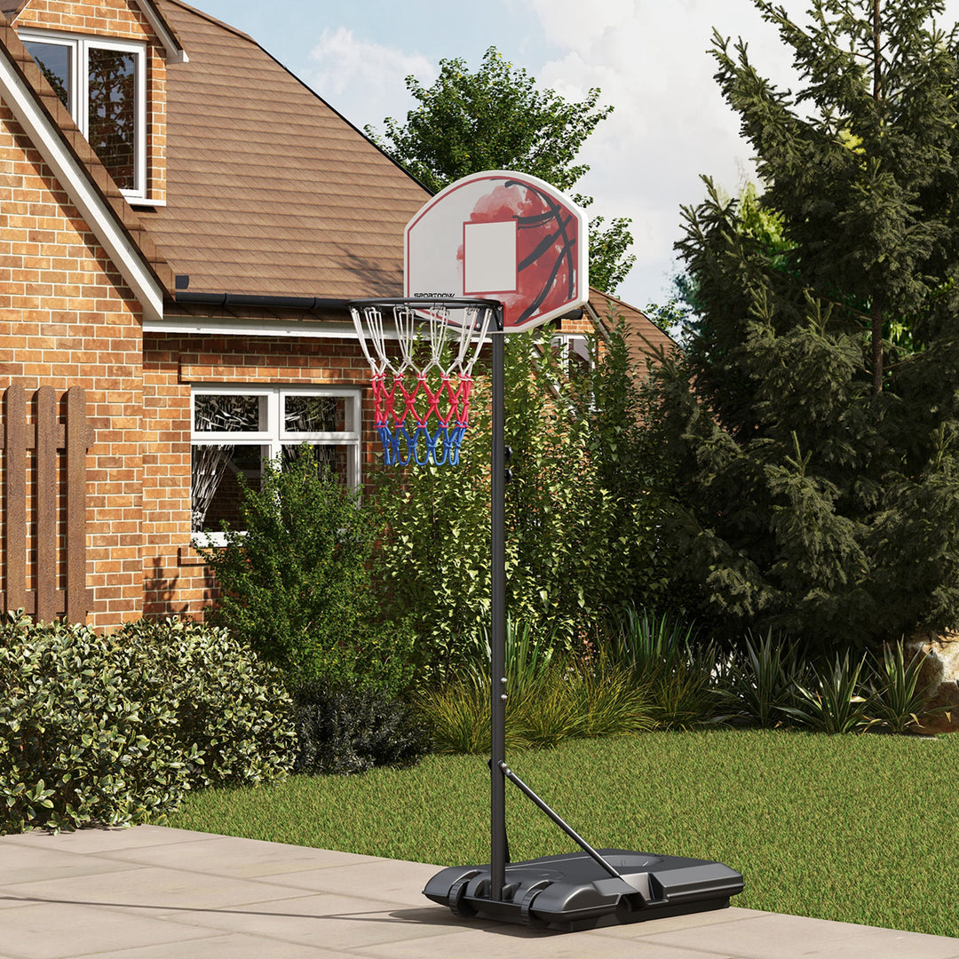 SPORTNOW Adjustable Basketball Stand Net System, with Wheels, Enlarged Base, PE, Backboard, 179-209cm | Aosom UK