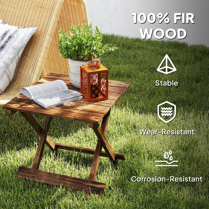 Fir Wood Folding Coffee Table, Lightweight Small Garden Table with Sla