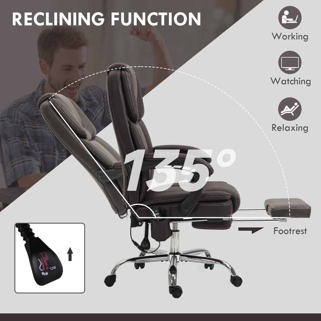 Six Point Vibrating Massage Office Chair - Dark Brown