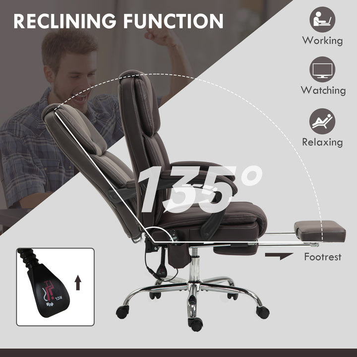 Six Point Vibrating Massage Office Chair - Dark Brown