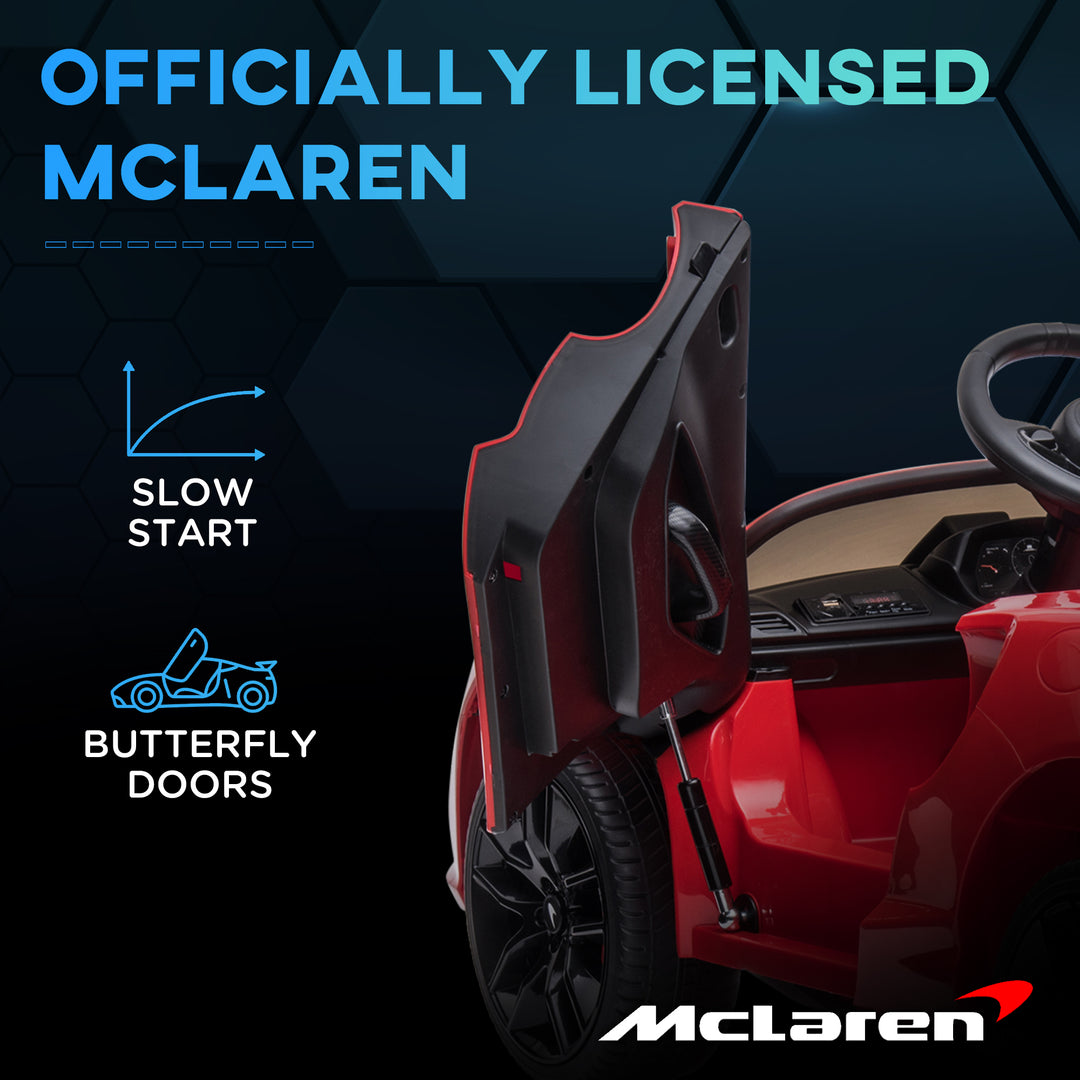 HOMCOM McLaren Officially Licensed Children's Electric Ride-On Car with Scissor Doors, 12V Battery, Remote Control, MP3, Red | Aosom UK