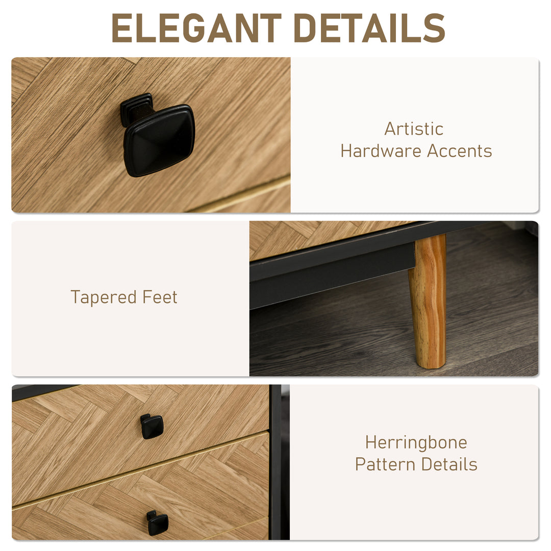 MCL Chest of Drawers, 5 Drawer Storage Cabinet Sideboards with Metal Handles Freestanding Dresser for Bedroom, Living Room