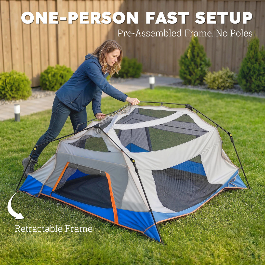 Cabin Tent Easy Setup 3000mm Waterproof Camping Tent 4 Person with Car
