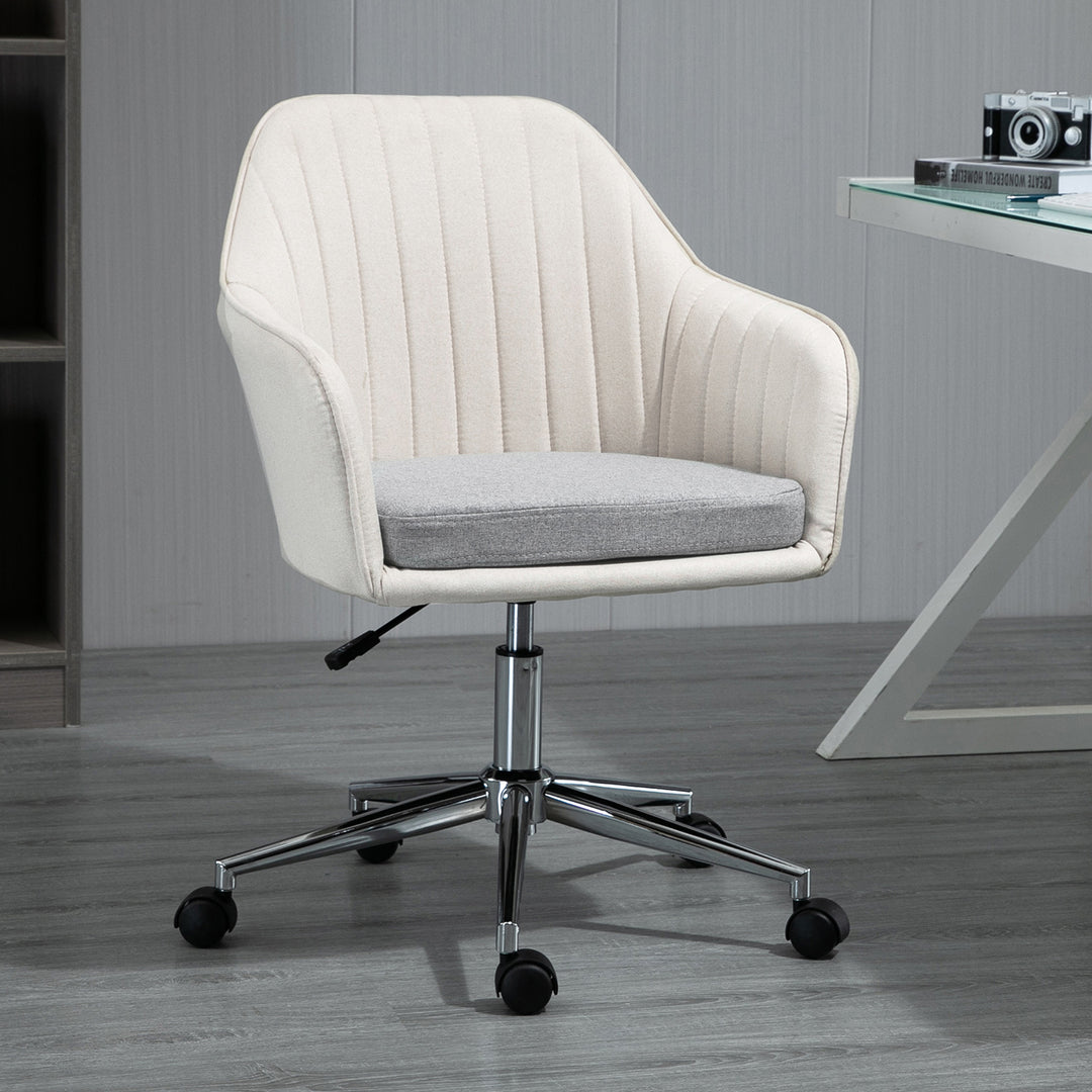 Home Office Chair Comfortable Computer Desk Chair Swivel Task Chair with Golden Base, Vanity Chair for Teens Adults Bedroom, Beige