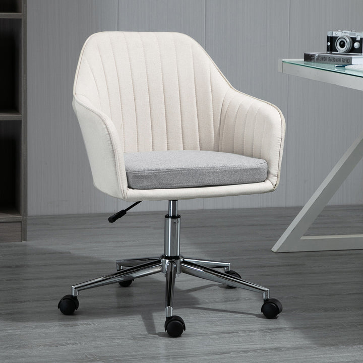 Home Office Chair Comfortable Computer Desk Chair Swivel Task Chair with Golden Base, Vanity Chair for Teens Adults Bedroom, Beige