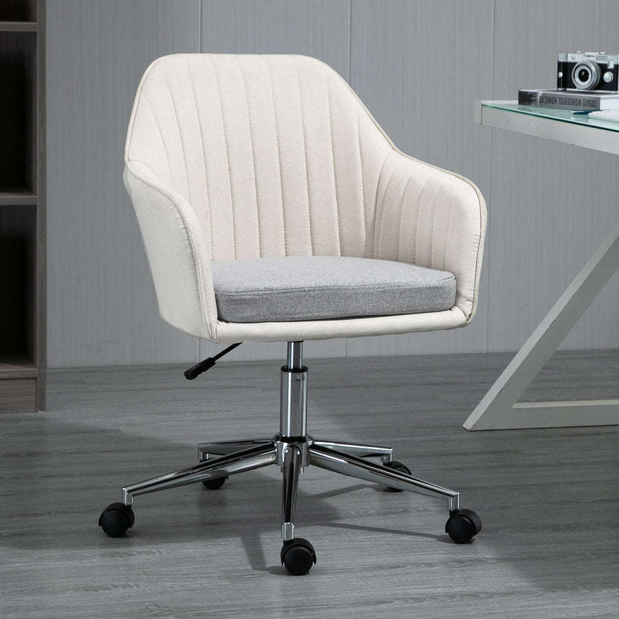 Home Office Chair Comfortable Computer Desk Chair Swivel Task Chair with Golden Base, Vanity Chair for Teens Adults Bedroom, Beige