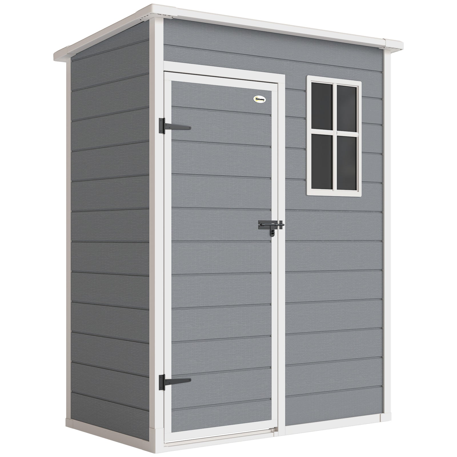 5' x 3' Garden Shed with Floor, Outdoor Storage Shed with Lockable Door, Window and Vent for Garden, Patio, Grey